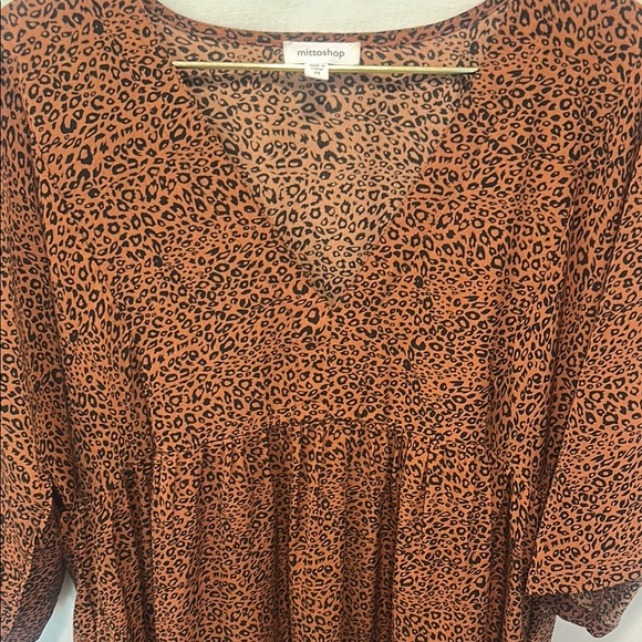 Mittoshop Brown Leopard V-Neck Midi Dress - Picture 3 of 4